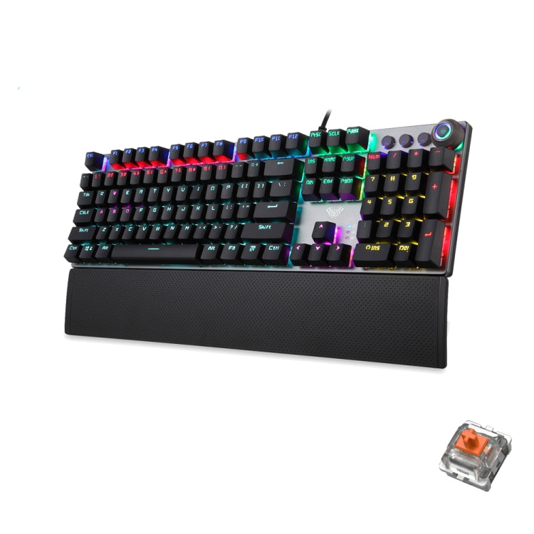 AULA F2088 Tastiera da gioco USB cablata con interruttore marrone meccanico a 108 tasti misti con pulsante in metallo, Brown Switch Black AULA F2088 Tastiera da gioco USB cablata con interruttore marrone meccanico a 108 tasti misti con pulsante in metallo, Brown Switch Black